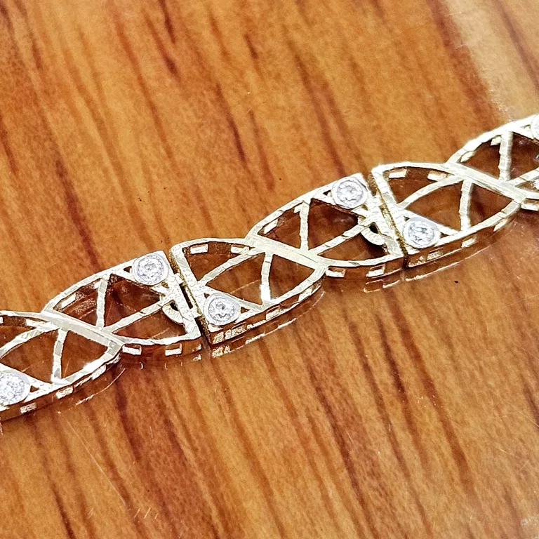 NIENOSZONA ZŁOTA BRANSOLETKA Z CYRKONIAMI 585 3.62G 19CM