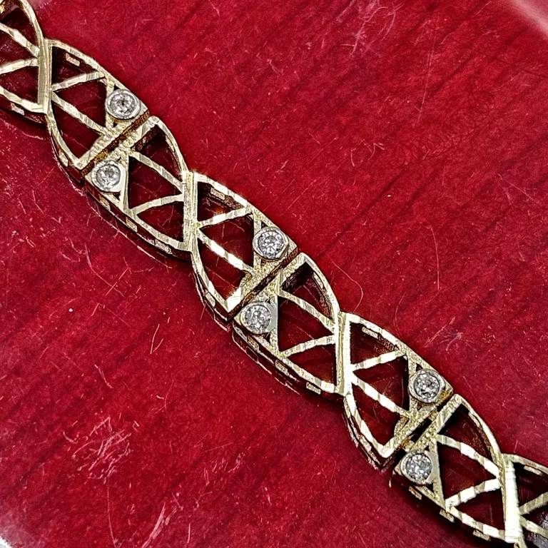 NIENOSZONA ZŁOTA BRANSOLETKA Z CYRKONIAMI 585 3.62G 19CM