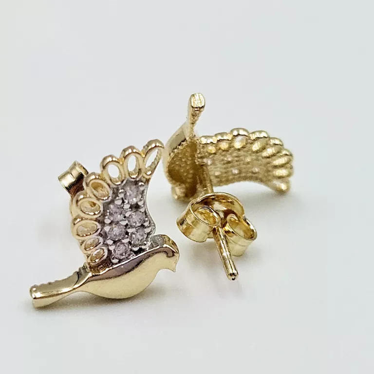 NIENOSZONE ZŁOTE KOLCZYKI SZTYFT PTAKI 585 1.32G 1CM