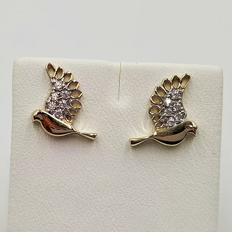 NIENOSZONE ZŁOTE KOLCZYKI SZTYFT PTAKI 585 1.32G 1CM