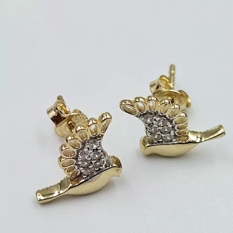 NIENOSZONE ZŁOTE KOLCZYKI SZTYFT PTAKI 585 1.32G 1CM