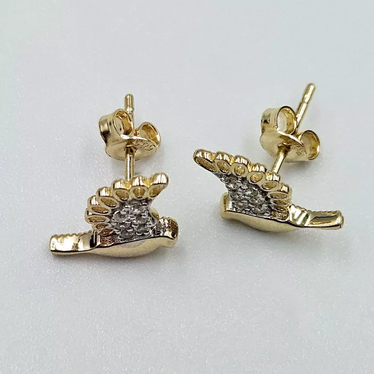 NIENOSZONE ZŁOTE KOLCZYKI SZTYFT PTAKI 585 1.32G 1CM