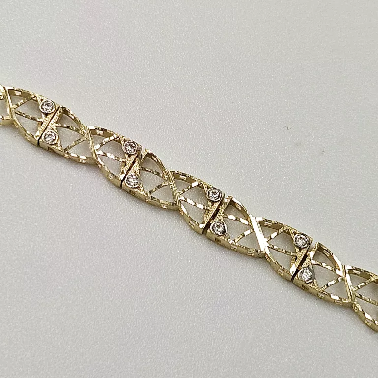 NIENOSZONA ZŁOTA BRANSOLETKA Z CYRKONIAMI 585 3.62G 19CM
