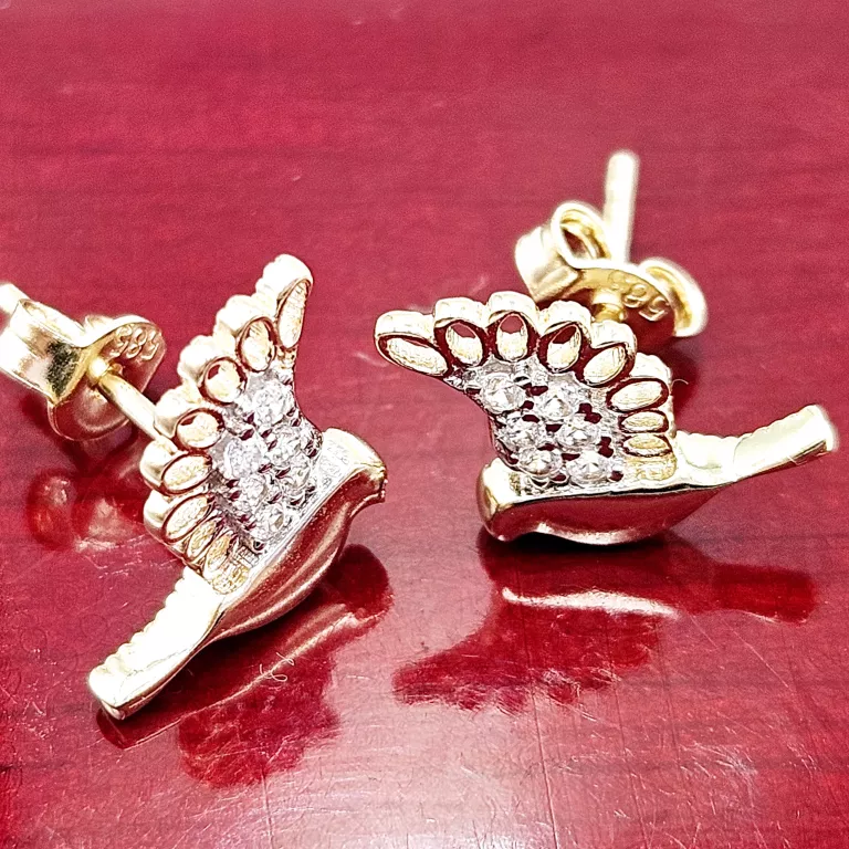 NIENOSZONE ZŁOTE KOLCZYKI SZTYFT PTAKI 585 1.32G 1CM
