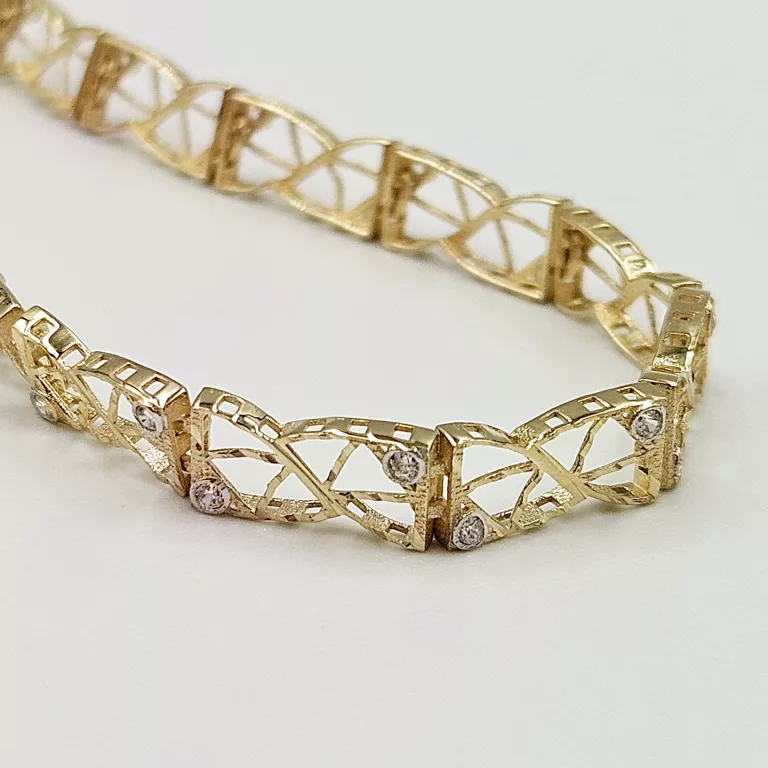 NIENOSZONA ZŁOTA BRANSOLETKA Z CYRKONIAMI 585 3.62G 19CM
