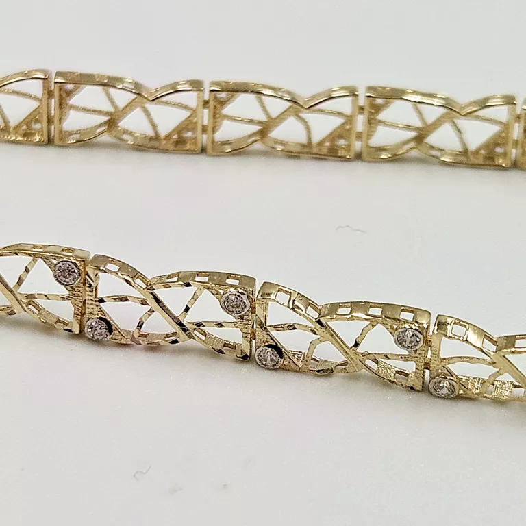NIENOSZONA ZŁOTA BRANSOLETKA Z CYRKONIAMI 585 3.62G 19CM