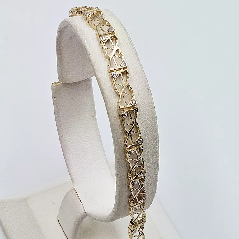 NIENOSZONA ZŁOTA BRANSOLETKA Z CYRKONIAMI 585 3.62G 19CM