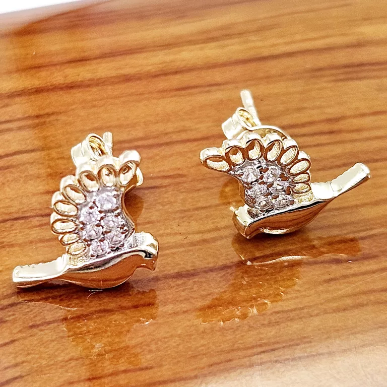 NIENOSZONE ZŁOTE KOLCZYKI SZTYFT PTAKI 585 1.32G 1CM