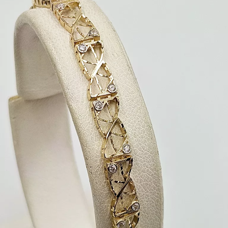 NIENOSZONA ZŁOTA BRANSOLETKA Z CYRKONIAMI 585 3.62G 19CM