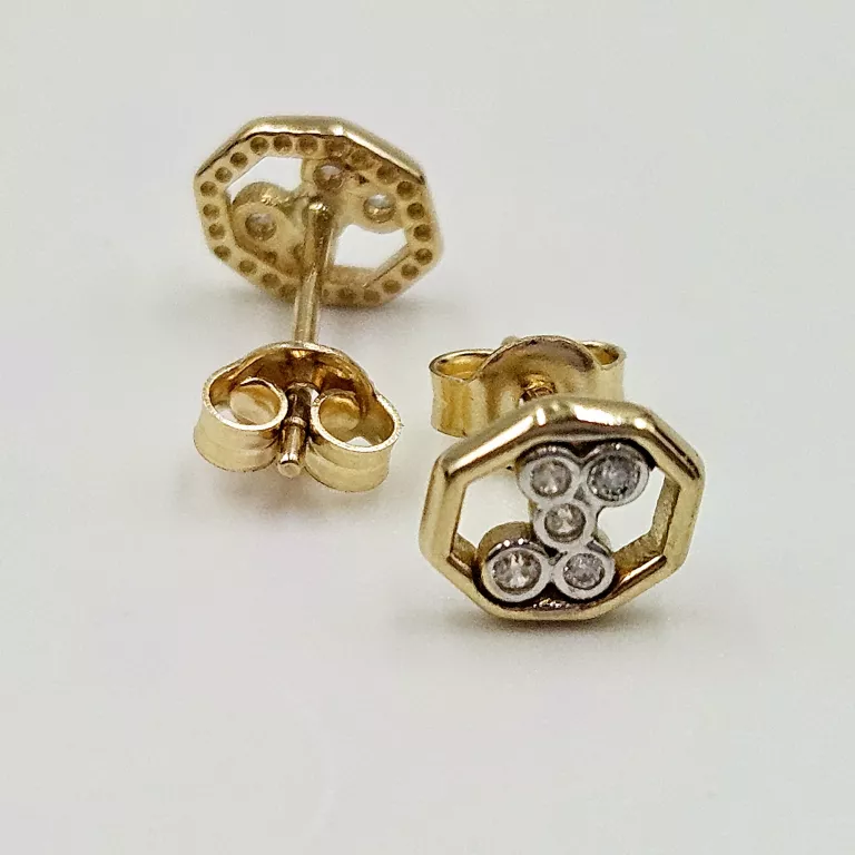 NIENOSZONE ZŁOTE KOLCZYKI Z CYRKONIAMI SZTYFT 585 1.08G 1CM