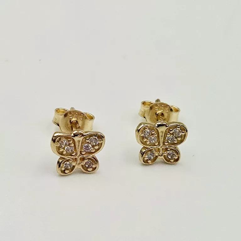 NIENOSZONE ZŁOTE KOLCZYKI MOTYLKI SZTYFT 585 0,94G 1CM