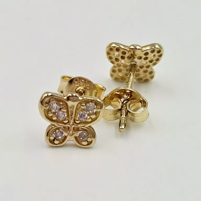 NIENOSZONE ZŁOTE KOLCZYKI MOTYLKI SZTYFT 585 0,94G 1CM