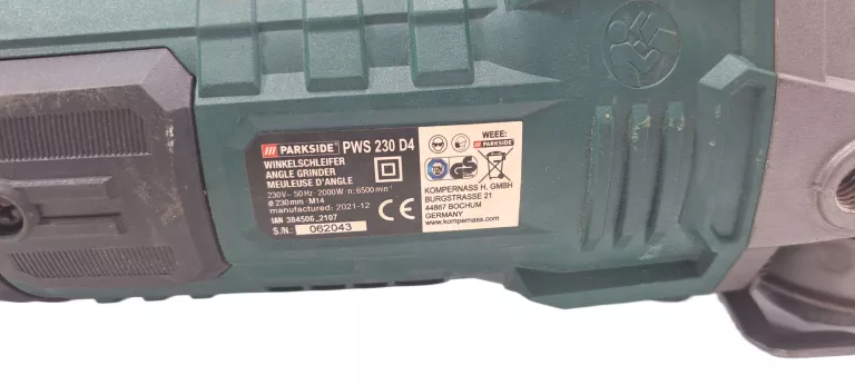 SZLIFIERKA KĄTOWA SIECIOWE PARKSIDE 2000 W 230 V PWS230D4