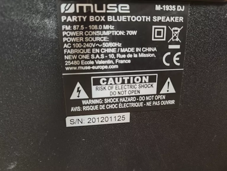 GŁOŚNIK BLUETOOTH MUSE M-1935 DJ 400W