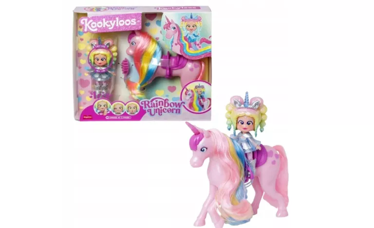 KOOKYLOOS RAINBOW UNICORN TĘCZOWY JEDNOROŻEC + LALECZKA IRIS, FIGURKI