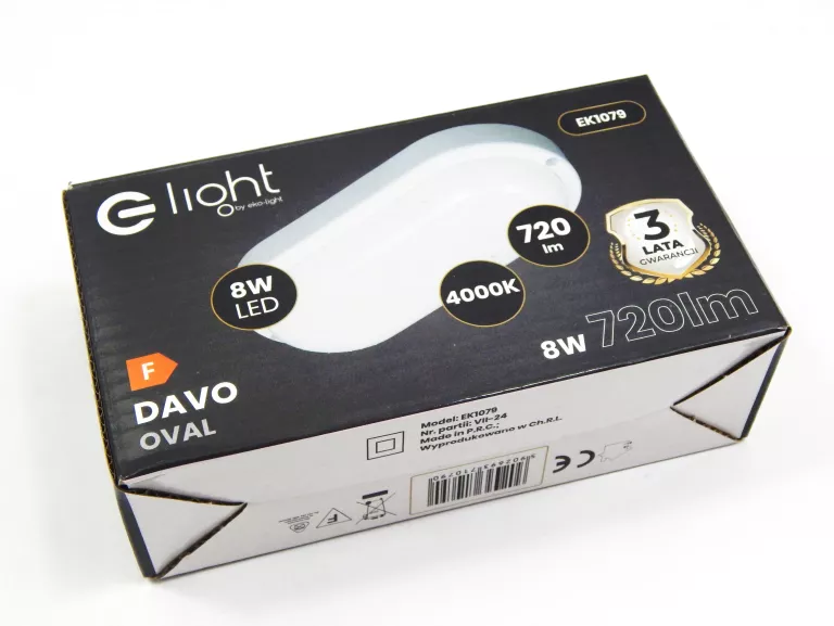 OPRAWA KANAŁOWA OWALNA BIAŁA LED 8W NEUTRALNE ŚWIATŁO IP64 16 CM EKO-LIGHT