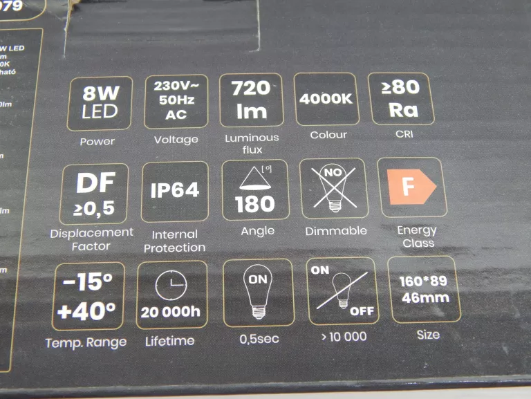 OPRAWA KANAŁOWA OWALNA BIAŁA LED 8W NEUTRALNE ŚWIATŁO IP64 16 CM EKO-LIGHT