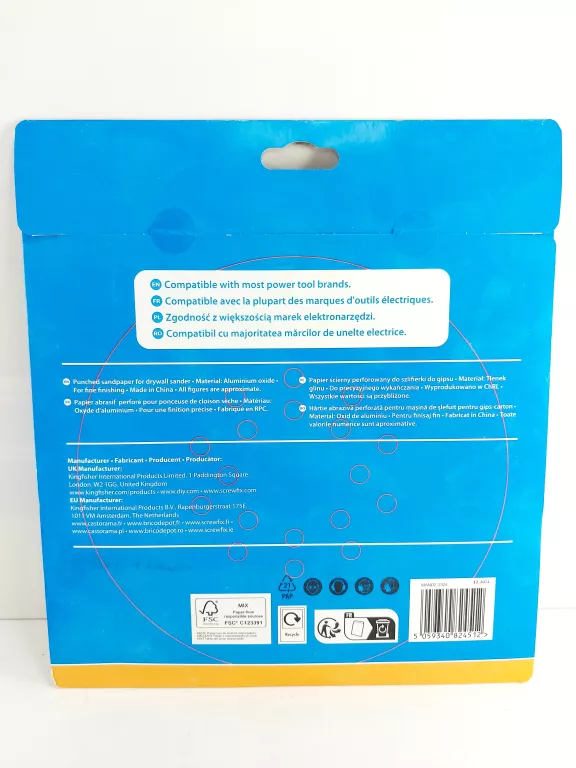 KRĄŻEK NA RZEP MACALLISTER Z OTWORAMI 225 MM P180 5 SZTUK
