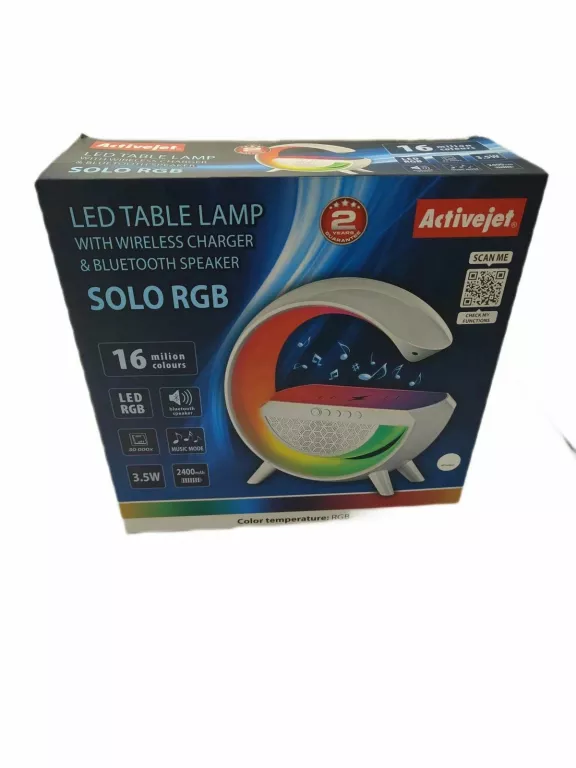 LAMPKA BIURKOWA MUZYCZNA SOLO RGB Z GŁOŚNIKIEM I ŁADOWANIEM ACTIVEJET