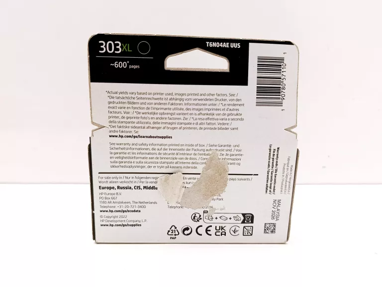 OUTLET TUSZ HP 303XL T6N04AE CZARNY (BLACK) WYDAJNOŚĆ 600 STRON POJ 12 ML