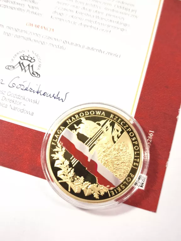 SYMBOLE NARODOWE RZECZYPOSPOLITEJ POLSKIEJ FLAGA NARODOWA + CERTYFIKAT