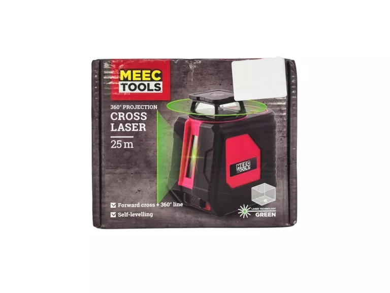 LASER MEEC TOOLS CROSS LASER 25M GREEN 360 STOPNI