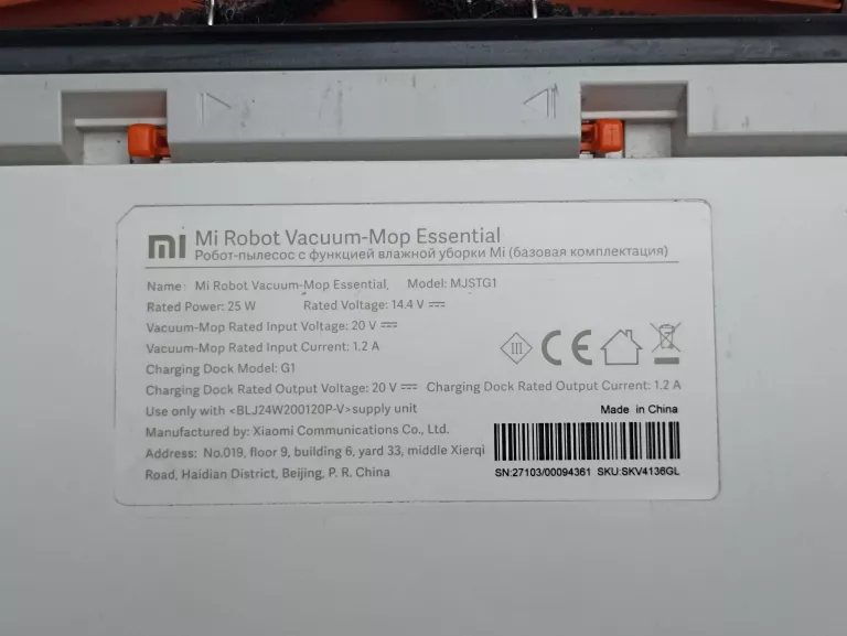 XIAOMI MI ROBOT VACUUM-MOP ESSENTIAL MJSTG1 + STACJA ŁADUJĄCA