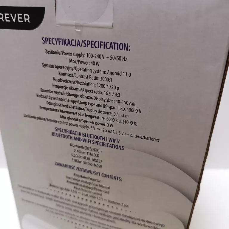 PROJEKTOR LCD FOREVER SP-FOR-01 BIAŁY KOMPLET
