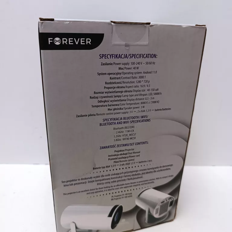 PROJEKTOR LCD FOREVER SP-FOR-01 BIAŁY KOMPLET