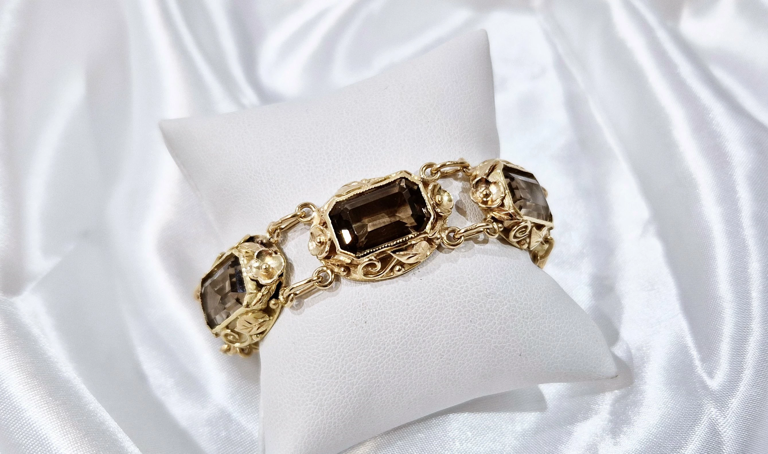 zlota-14k-bransoletka-z-kwarcem-dymnym-585-3809g-meander-2a-warszawa