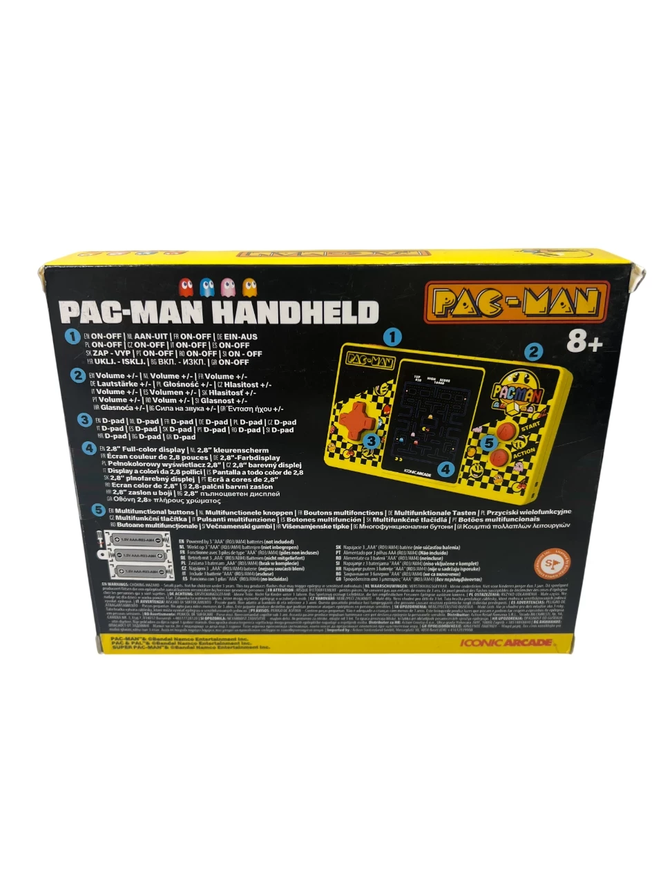 PAC-MAN ICONIC ARCADE KONSOLA RĘCZNA Z GRAMI PAC-MAN PAC&PAL SUPER PAC ...