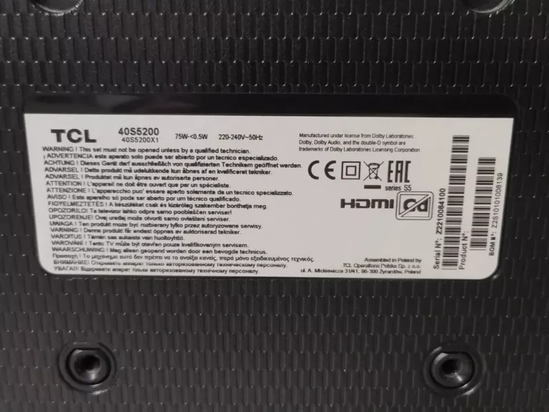 telewizor-led-tcl-40s5200-android-tv-40-full-hd-pilot-kod-producenta-40s5200