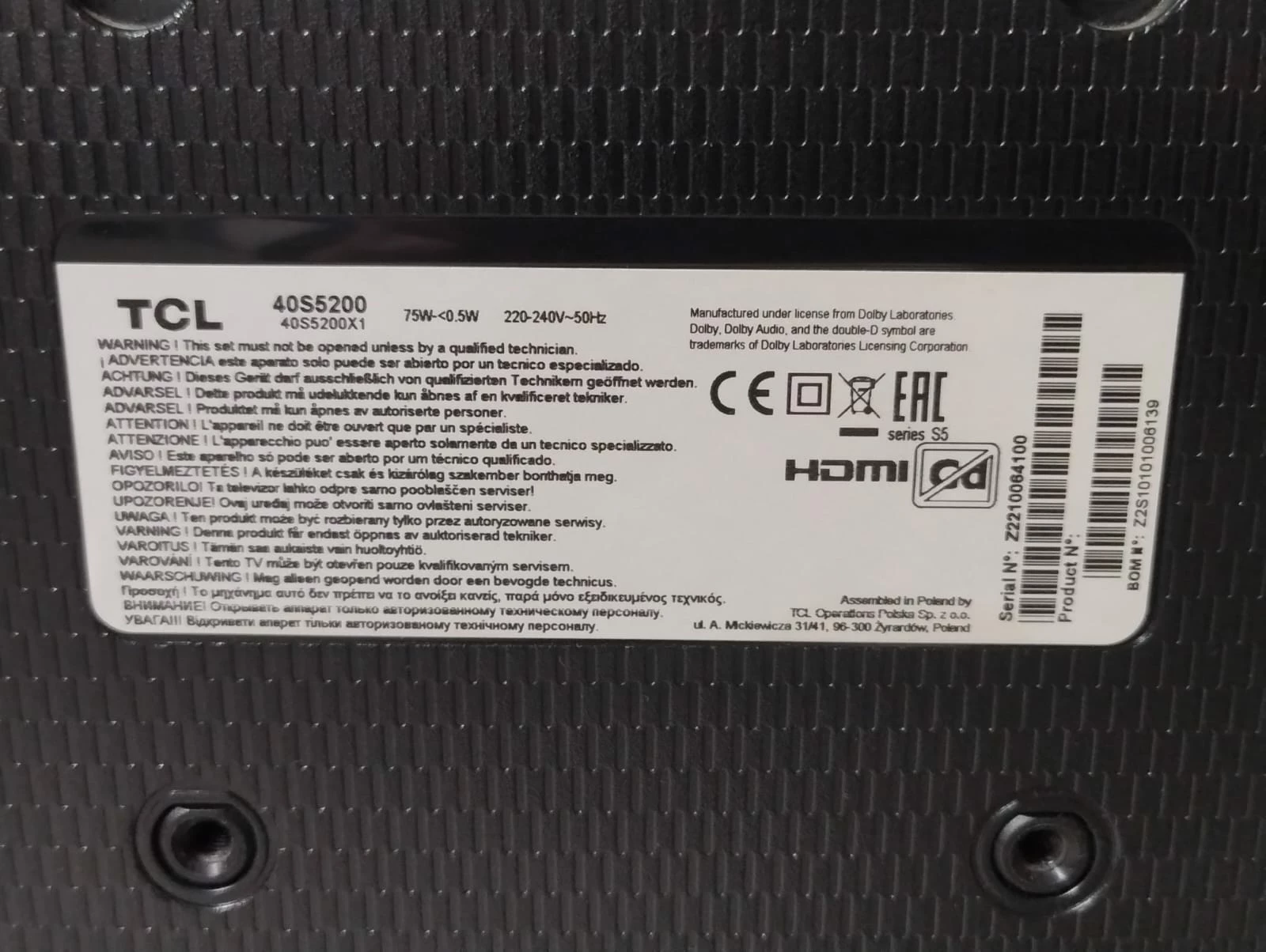 telewizor-led-tcl-40s5200-android-tv-40-full-hd-pilot-kod-producenta-40s5200