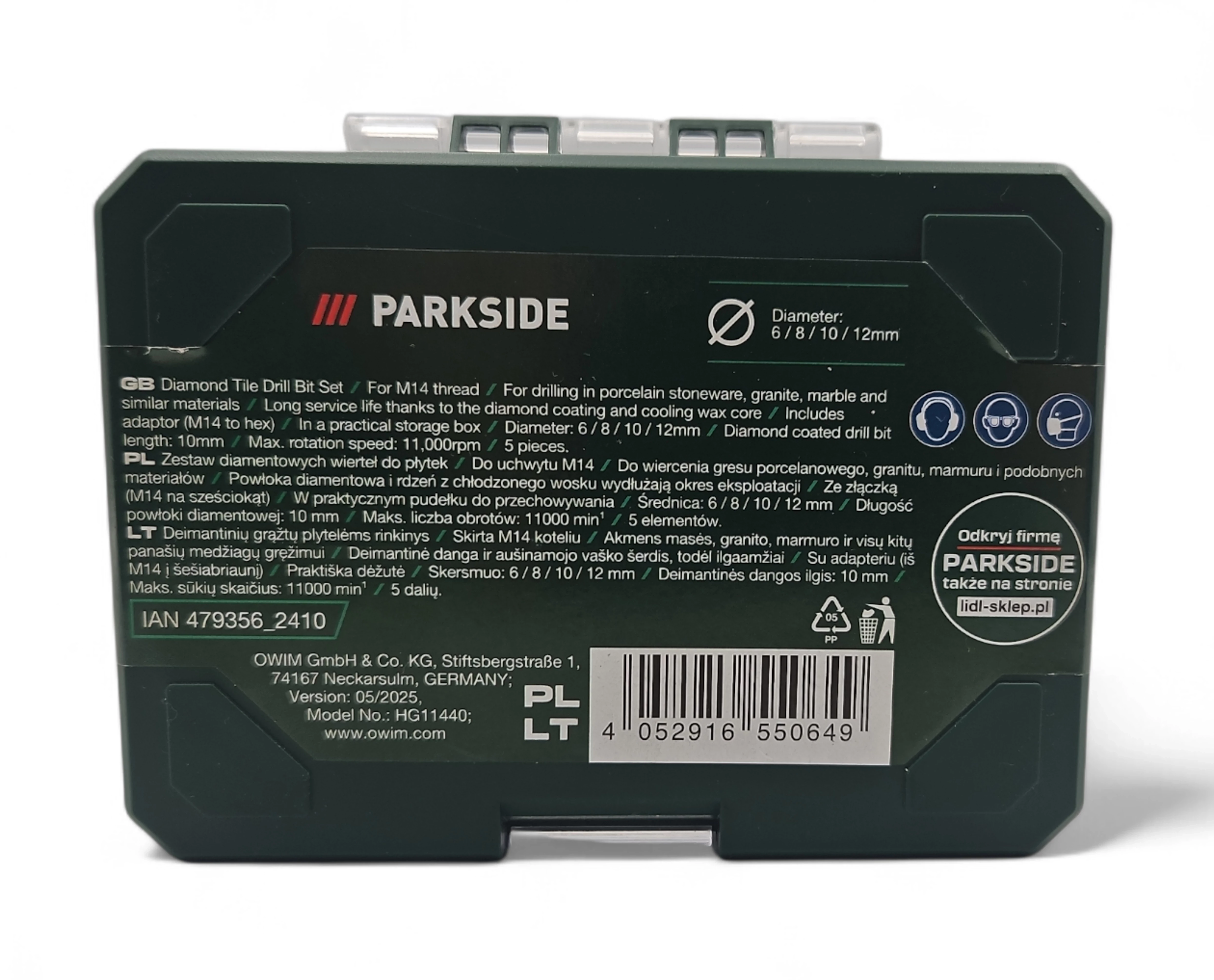 parkside-zestaw-diamentowych-wiertel-do-plytek-m14-ean-gtin-4066627408717