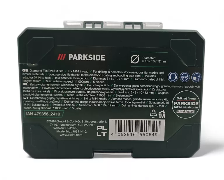 parkside-zestaw-diamentowych-wiertel-do-plytek-m14-ean-gtin-4066627408717
