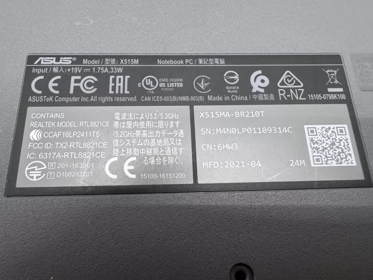 laptop-asus-x515m-zasilacz-pojemnosc-dysku-256