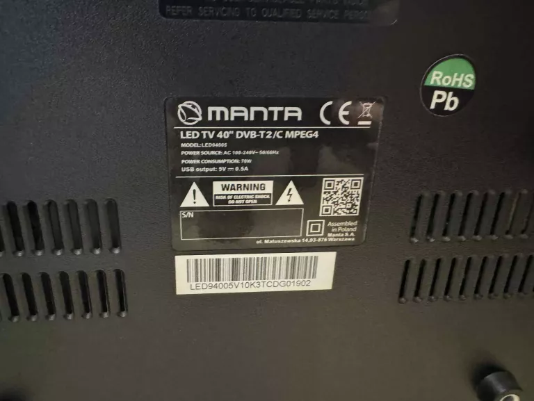 telewizor-lcd-manta-40-led94005-zasilacz-bez-pilota-kod-producenta-led94005
