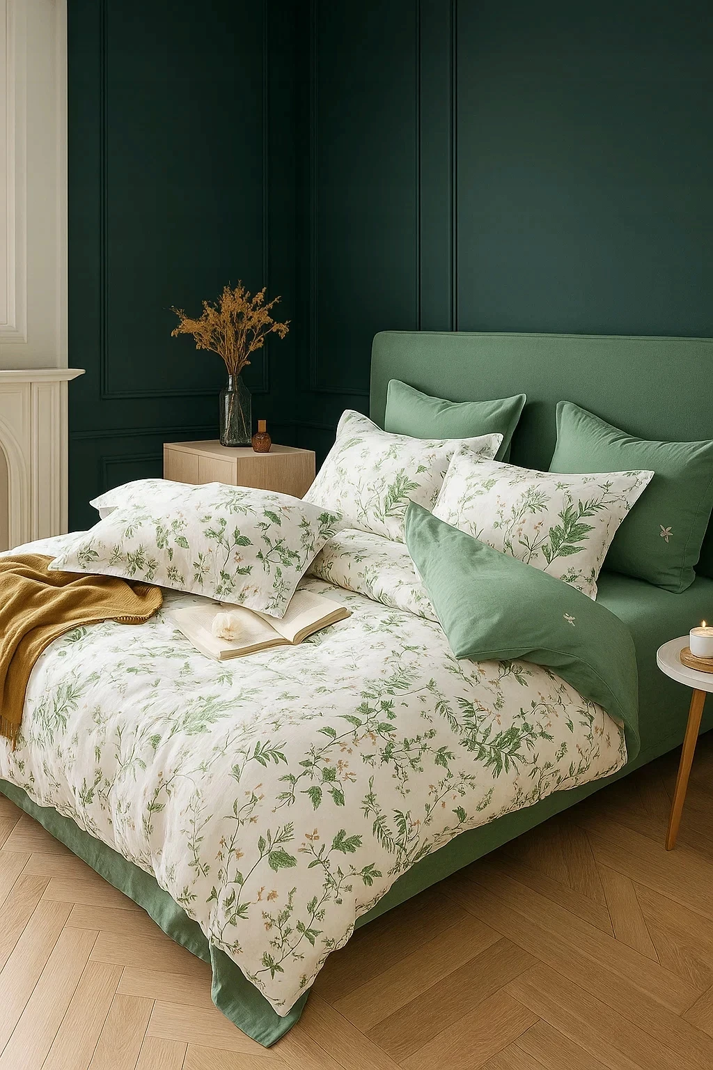 komplet-poscieli-200x220-zestaw-dwustronna-wzor-w-kwiaty-jasna-zielen-ean-gtin-5905771711320