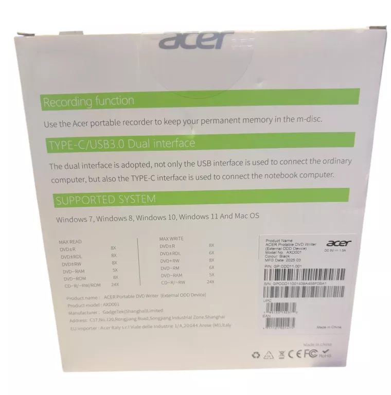 naped-acer-gpodd11001-axd001-ean-gtin-4711121001475