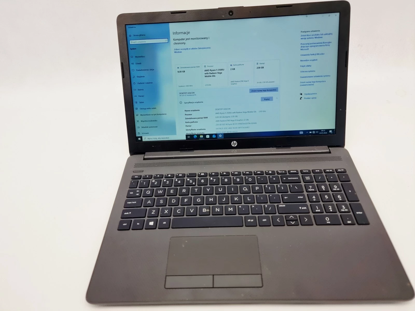 laptop-hp-255-g7-ryzen-5-35008gb256win10-pojemnosc-dysku-256