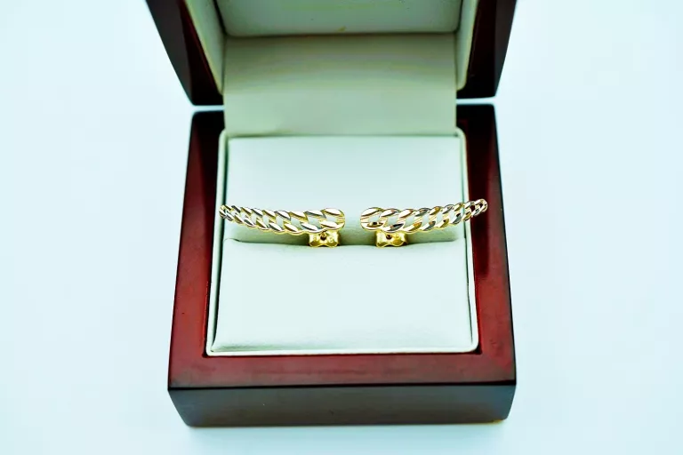 kolczyki-z-zoltego-i-bialego-zlota-pancerka-na-sztyftach-pr333-8k-122g-stan-11323-2