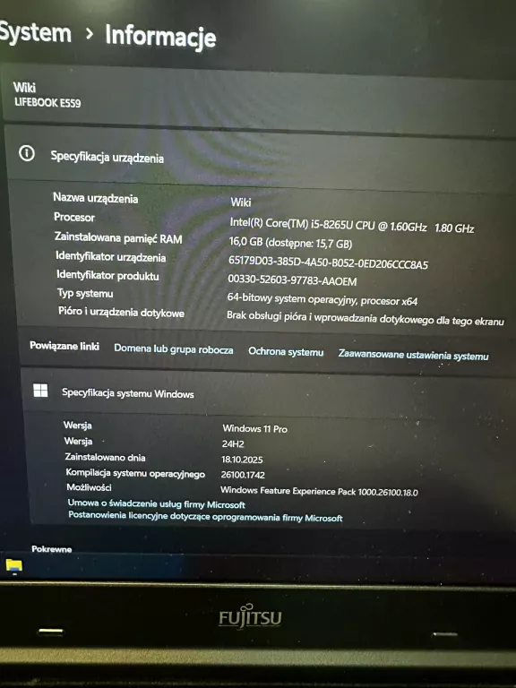 laptop-fujitsu-lifebook-e-series-16512-gb-i5-win-11-pro-uhd-620-lad-rodzaj-karty-graficznej-1234-1