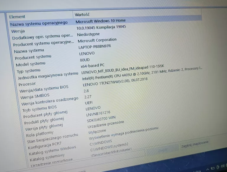 laptop-lenovo-ideapad-110-15isk-pentium-4405u-8gb-ram-windows-10-ladowark-ean-gtin-5905137638186