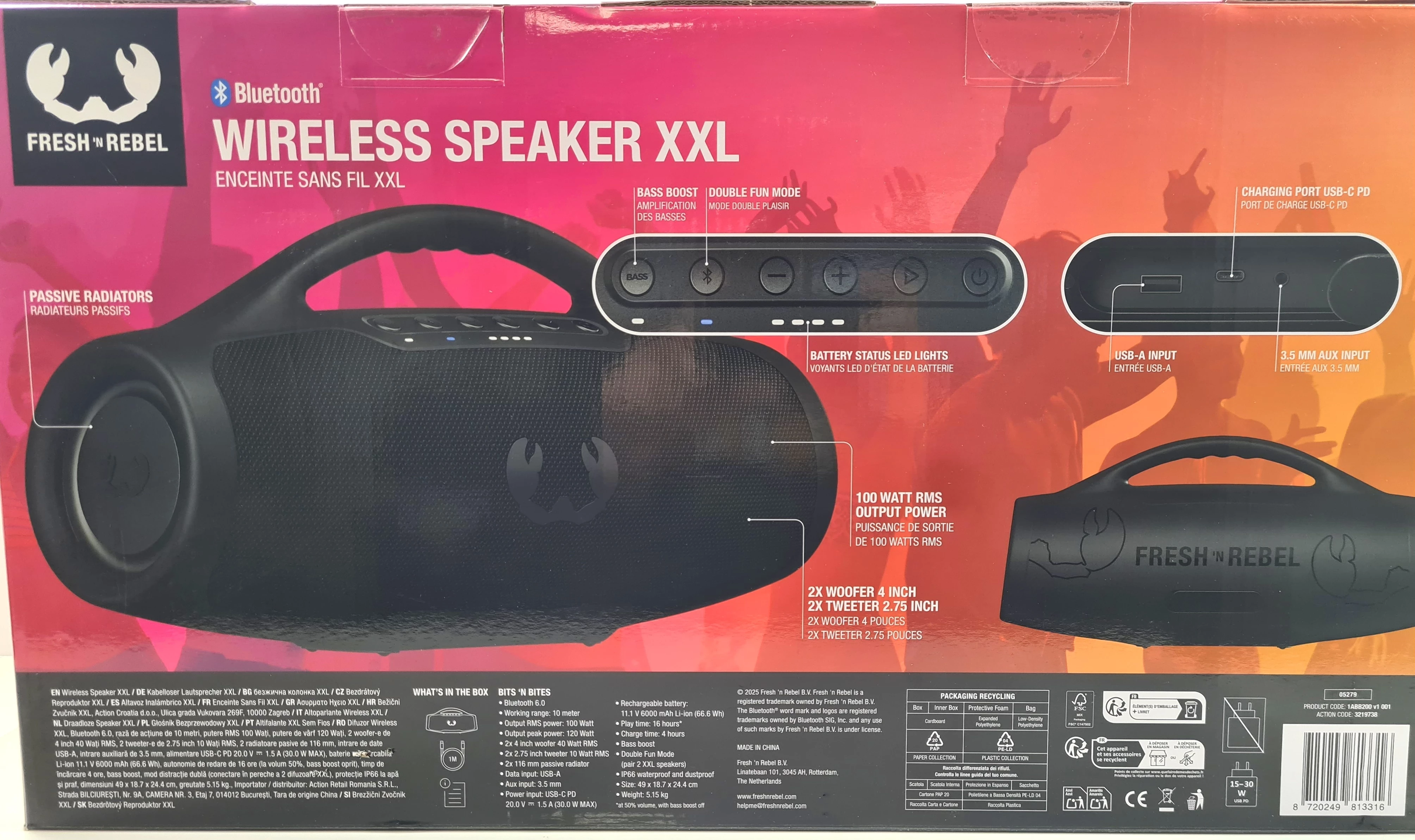 fresh-n-rebel-1abb200-glosnik-bluetooth-boombox-xxl-rms-100w-czarnyigla-ean-gtin-8720249807872