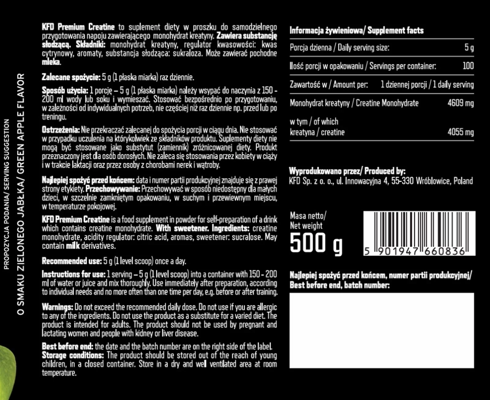 kfd-premium-creatine-500-g-kreatyna-monohydrat-zielone-jablko-ean-gtin-5901947660836