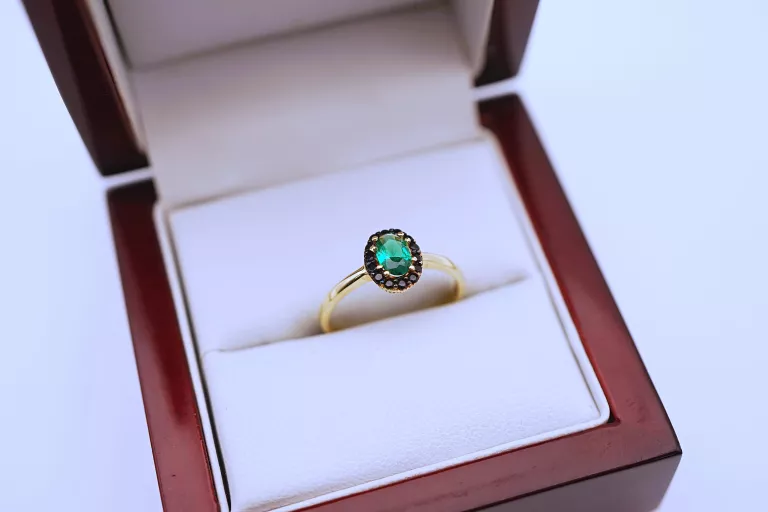 zloty-pierscionek-z-zielono-czarnymi-kamieniami-585-162g-r14-dworcowa-2-leszno-gold-fish