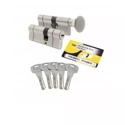 WKŁADKA 30/30 + WKŁADKA Z GAŁKĄ 30G/30 ASSA ABLOY, NIKIEL, ATEST, 6D