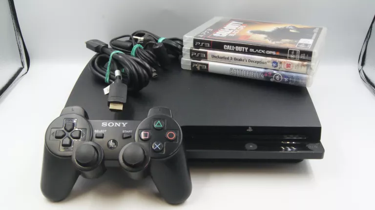 konsola-playstation-3-slim-320gb-oryginalny-pad-3-gry-ps3-ratuszowa-5-szamotuly