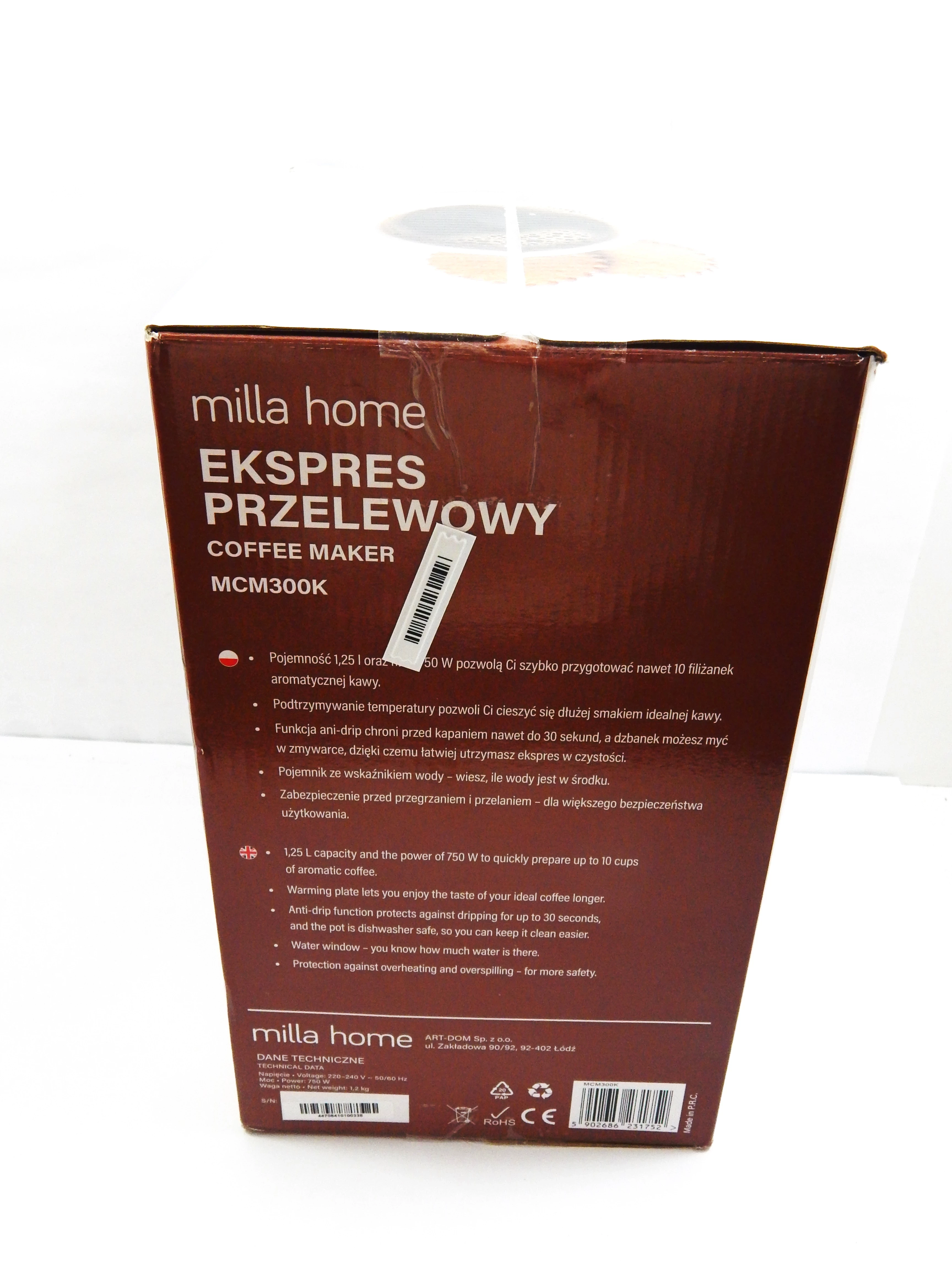 czarny-ekspres-przelewowy-milla-home-mcm300k-stan-11323-2