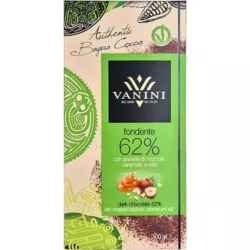 CZEKOLADA GORZKA 62% KAKAO ORZECH LASKOWY I SŁONY KARMEL 100 G VANINI